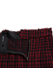 Load image into Gallery viewer, Dolce &amp; Gabbana Black Red Cotton High Waist Tartan Tweed Mini Skirt
