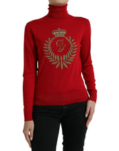 Load image into Gallery viewer, Dolce &amp; Gabbana Red Intarsia Wool Turtleneck Pullover Sweater
