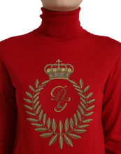 Load image into Gallery viewer, Dolce &amp; Gabbana Red Intarsia Wool Turtleneck Pullover Sweater
