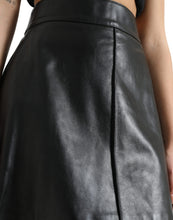 Load image into Gallery viewer, Dolce &amp; Gabbana Black Leather High Waist A-line Mini Skirt
