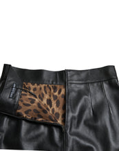 Load image into Gallery viewer, Dolce &amp; Gabbana Black Leather High Waist A-line Mini Skirt
