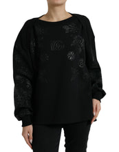 Load image into Gallery viewer, Dolce &amp; Gabbana Black Pullover Floral Logo Applique Sweater
