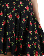 Load image into Gallery viewer, Dolce &amp; Gabbana Black Rose Print High Waist A-line Mini Skirt
