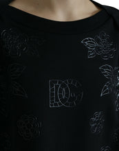 Load image into Gallery viewer, Dolce &amp; Gabbana Black Pullover Floral Logo Applique Sweater
