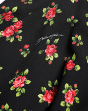 Load image into Gallery viewer, Dolce &amp; Gabbana Black Rose Print High Waist A-line Mini Skirt
