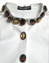 Load image into Gallery viewer, Dolce &amp; Gabbana White Cotton Crystals Embellished Shirt Top
