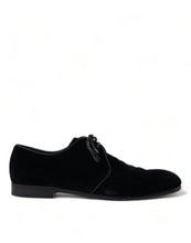 Load image into Gallery viewer, Dolce &amp; Gabbana Elegant Black Velvet Derby Dress Shoes
