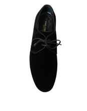 Load image into Gallery viewer, Dolce &amp; Gabbana Elegant Black Velvet Derby Dress Shoes
