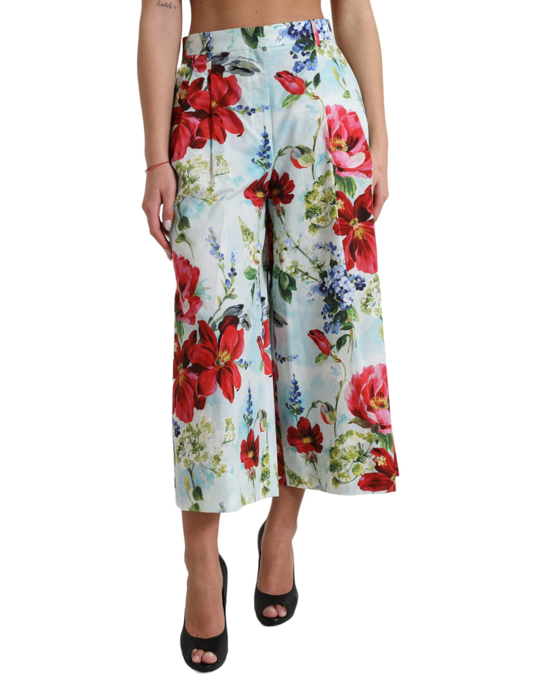 Dolce & Gabbana Multicolor Floral High Waist Wide Leg Pants