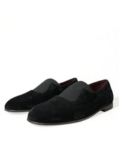 Load image into Gallery viewer, Dolce &amp; Gabbana Black RUNWAY Velour AMALFI Loafers Shoes
