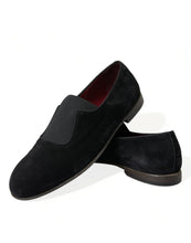 Load image into Gallery viewer, Dolce &amp; Gabbana Black RUNWAY Velour AMALFI Loafers Shoes
