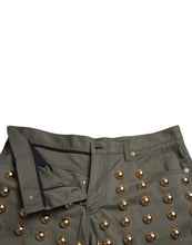 Load image into Gallery viewer, Dolce &amp; Gabbana Green Embellished Cotton High Waist Hot Pants Shorts
