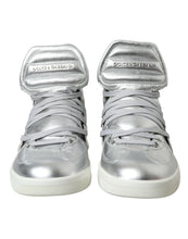 Load image into Gallery viewer, Dolce &amp; Gabbana Silver Leather Benelux High Top Sneakers Shoes
