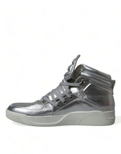 Load image into Gallery viewer, Dolce &amp; Gabbana Silver Leather Benelux High Top Sneakers Shoes
