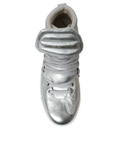 Load image into Gallery viewer, Dolce &amp; Gabbana Silver Leather Benelux High Top Sneakers Shoes
