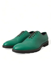 Load image into Gallery viewer, Dolce &amp; Gabbana Green Leather Lace Up Oxford Dress Shoes
