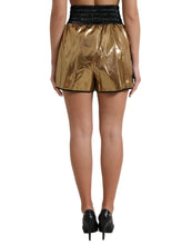 Load image into Gallery viewer, Dolce &amp; Gabbana Metallic Gold Shirred High Waist Hot Pants Shorts
