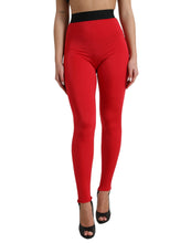 Load image into Gallery viewer, Dolce &amp; Gabbana Red Nylon DG Logo Slim Leggings Pants
