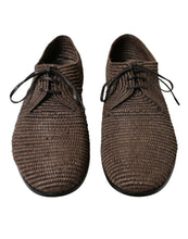 Load image into Gallery viewer, Dolce &amp; Gabbana Brown Raffia Lace Up Derby Dress Shoes
