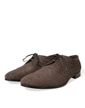 Load image into Gallery viewer, Dolce &amp; Gabbana Brown Raffia Lace Up Derby Dress Shoes
