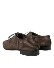 Load image into Gallery viewer, Dolce &amp; Gabbana Brown Raffia Lace Up Derby Dress Shoes
