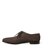 Load image into Gallery viewer, Dolce &amp; Gabbana Brown Raffia Lace Up Derby Dress Shoes
