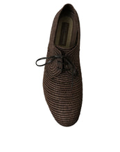 Load image into Gallery viewer, Dolce &amp; Gabbana Brown Raffia Lace Up Derby Dress Shoes

