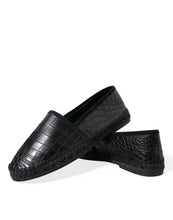 Load image into Gallery viewer, Dolce &amp; Gabbana Black Exotic Leather Espadrilles Slip On Shoes
