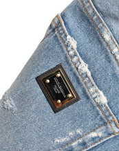Load image into Gallery viewer, Dolce &amp; Gabbana Blue Tattered Embellished Bermuda Shorts
