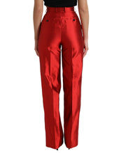 Load image into Gallery viewer, Dolce &amp; Gabbana Red Satin Silk High Waist Wide Leg Pants
