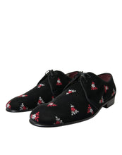 Load image into Gallery viewer, Dolce &amp; Gabbana Black Floral Velvet Formal Dress Shoes
