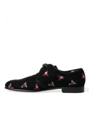Load image into Gallery viewer, Dolce &amp; Gabbana Black Floral Velvet Formal Dress Shoes

