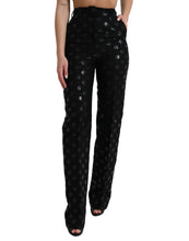 Load image into Gallery viewer, Dolce &amp; Gabbana Black Wool DG Logo High Waist Straight Pants
