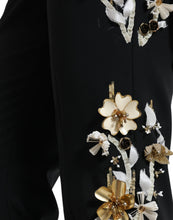 Load image into Gallery viewer, Dolce &amp; Gabbana Black Floral Applique High Waist Tapered Pants
