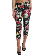 Load image into Gallery viewer, Dolce &amp; Gabbana Black Floral Print Mid Waist Cropped Pants
