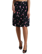 Load image into Gallery viewer, Dolce &amp; Gabbana Black Rose High Waist A-line Knee Length Skirt
