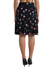 Load image into Gallery viewer, Dolce &amp; Gabbana Black Rose High Waist A-line Knee Length Skirt
