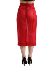 Load image into Gallery viewer, Dolce &amp; Gabbana Chic Red High Waist Sheer Midi Skirt
