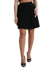 Load image into Gallery viewer, Dolce &amp; Gabbana Black Wool Button High Waist Aline Mini Skirt
