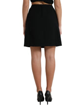 Load image into Gallery viewer, Dolce &amp; Gabbana Black Wool Button High Waist Aline Mini Skirt
