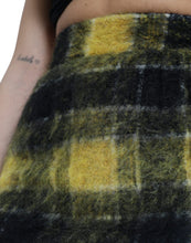 Load image into Gallery viewer, Dolce &amp; Gabbana Yellow Black Brushed Checked Wool Pencil Cut Skirt
