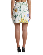 Load image into Gallery viewer, Dolce &amp; Gabbana White Floral A-line High Waist Mini Skirt
