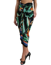 Load image into Gallery viewer, Dolce &amp; Gabbana Black Strelitzia High Waist Wrap Midi Skirt
