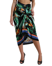 Load image into Gallery viewer, Dolce &amp; Gabbana Black Strelitzia High Waist Wrap Midi Skirt
