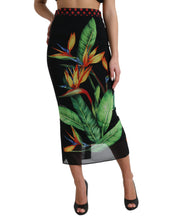 Load image into Gallery viewer, Dolce &amp; Gabbana Black Strelitzia High Waist Pencil Cut Skirt
