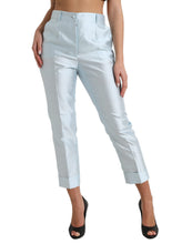 Load image into Gallery viewer, Dolce &amp; Gabbana Sky Blue Silk High Waist Folded Hem Pants
