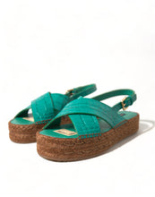 Load image into Gallery viewer, Dolce &amp; Gabbana Elegant Green Espadrille Platform Sandals
