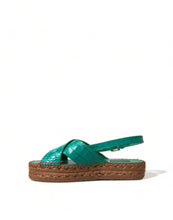 Load image into Gallery viewer, Dolce &amp; Gabbana Elegant Green Espadrille Platform Sandals
