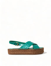 Load image into Gallery viewer, Dolce &amp; Gabbana Elegant Green Espadrille Platform Sandals
