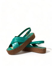 Load image into Gallery viewer, Dolce &amp; Gabbana Elegant Green Espadrille Platform Sandals
